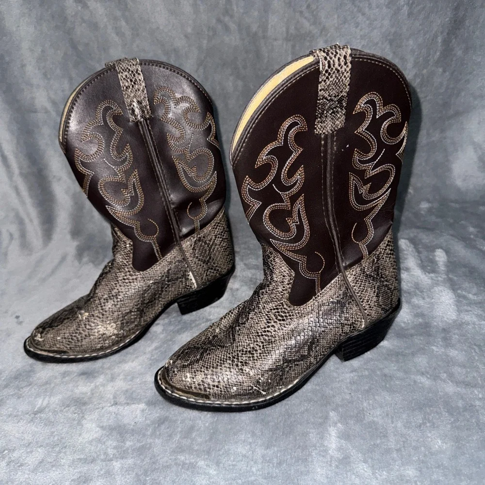 Smoky Mountain Kids 1322C Cowboy Boots 1.5 D Brown Faux Snakeskin Western